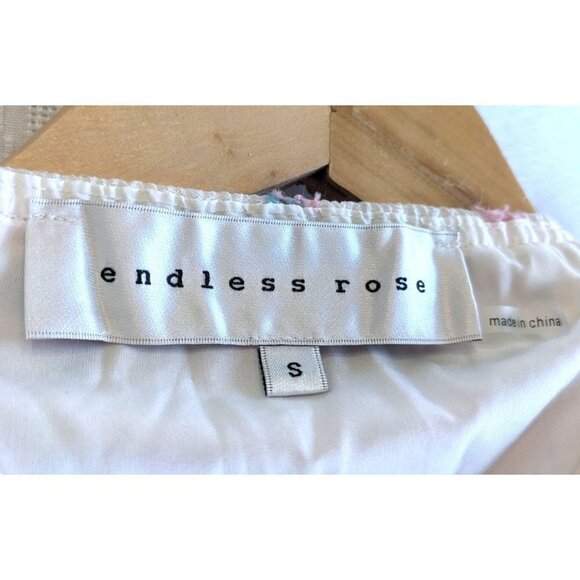 ENDLESS ROSE Embroidered Floral Square Neck Puff Sleeve Crop Top Cottage Size S - Picture 4 of 8